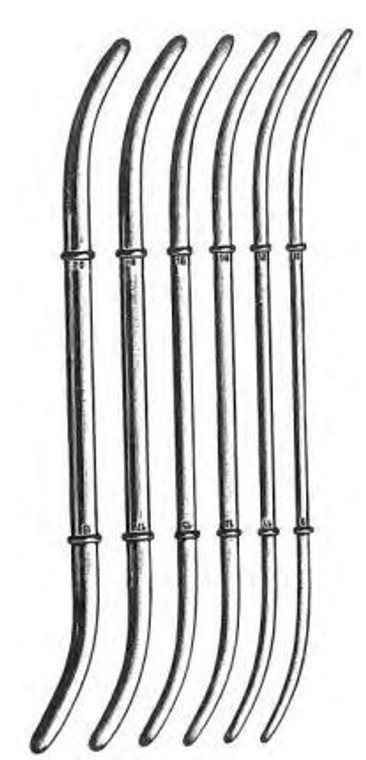 HANK Uterine Dilators, DBLE END, Set of 6, in Khaki Roll, 11/12 Fr - 21/22 Fr 11"