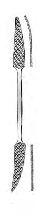 PUTTI Bone Rasp, Flat Ends, 1 side cvd on flat, other side cvd side-ways, (26.7cm) 10-1/2"