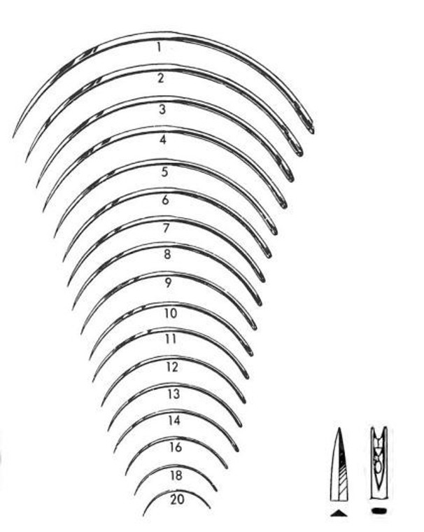 Spring Eye Surgical Needles, 3/8 Circle, Cutting Edge No.4