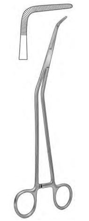 McDOUGAL Prostatectomy Clamp, 90° Curved, Angled Left, Satin, (27.9cm) 11"