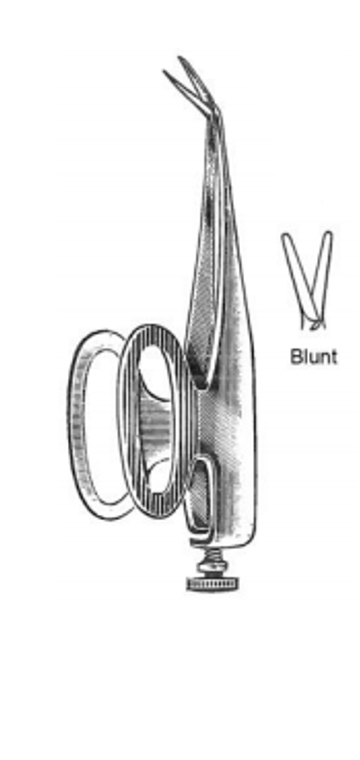 BARRAQUER IRIS Scissors, angled 7mm blades, Blunt points, (57cm) 2-1/4"
