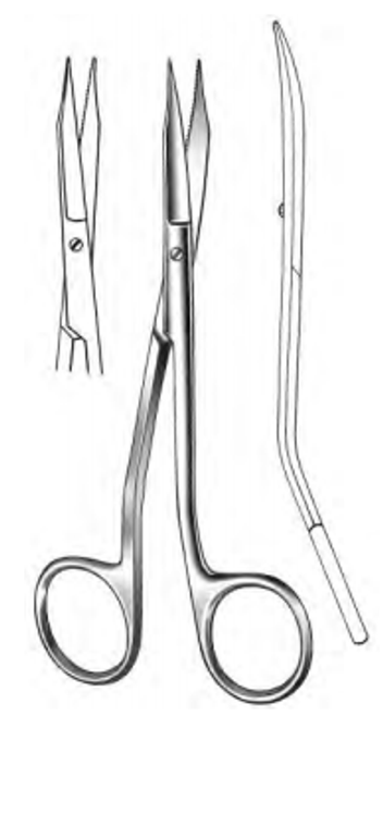 GOLDMAN-FOX Scissors, Curved, one Serrated blade, angled shank, (127cm)5"