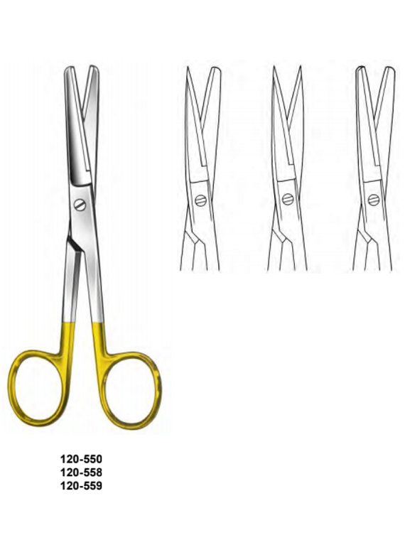 Operating Scissors, Straight, Sharp/Blunt points, TC-blades, (14cm)5-1/2" Tungsten Carbide