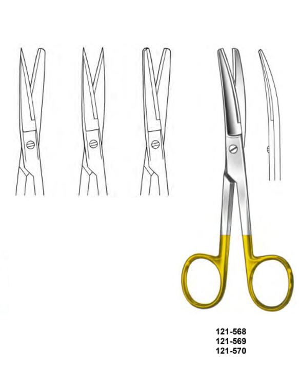 Operating Scissors, Curved, Sharp/Blunt points, TC-blades, (14cm) 5-1/2" Tungsten Carbide