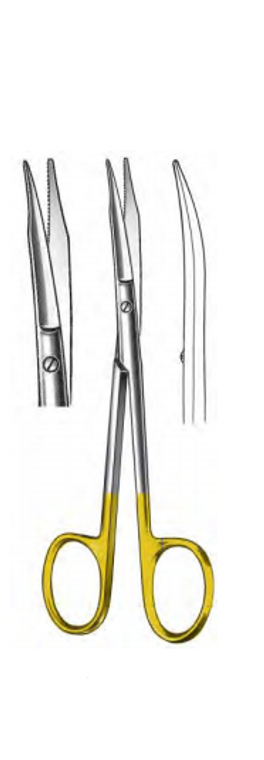 GOLDMAN-FOX Scissors, Curved fine tips, one Serrated blade, TC-blades, (127cm) 5" Tungsten Carbide