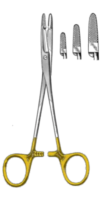OLSEN-HEGAR Needle Holder With Suture Scissors, Serrated jaws, TC, (14cm) 5-1/2" Tungsten Carbide