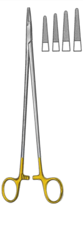 CRILE-WOOD (DEBAKEY) Needle Holder, Serrated jaws, TC, (229cm) 9" Tungsten Carbide