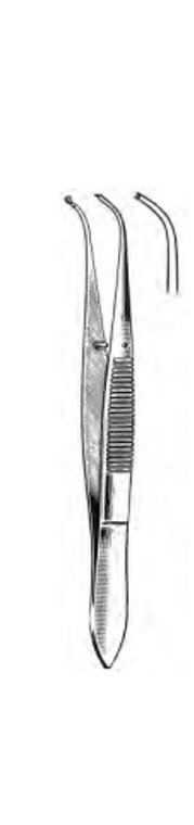 IRIS Tissue Forceps, 1 x 2 teeth, Full Curved, extra delicate 08mm wide tips, (102cm)4"