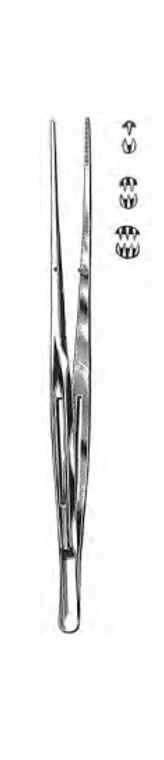 KELLY Tissue Forceps 1 x 2 teeth, slotted Gutch handles, (229cm) 9"