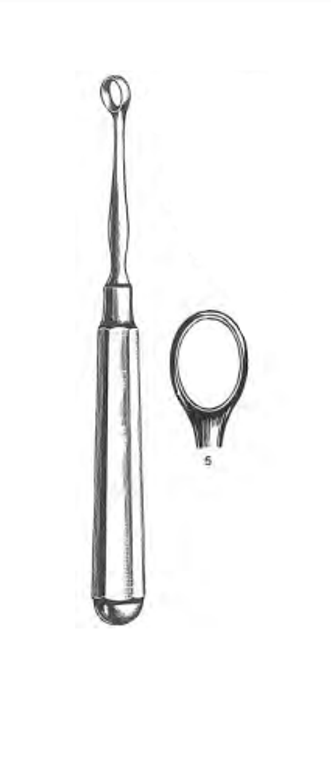 PIFFARD Dermal Curette, oval, size 4, (8mm diameter), (14cm)5-1/2"