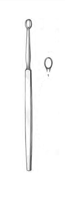 PIFFARD Dermal Curette, oval, narrow handles, size 00, (1mm diameter), (14cm) 5-1/2"