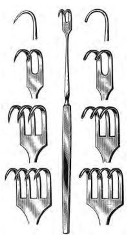 Rigid Neck Rake Retractor, 3 sharp prongs, (152cm)6"