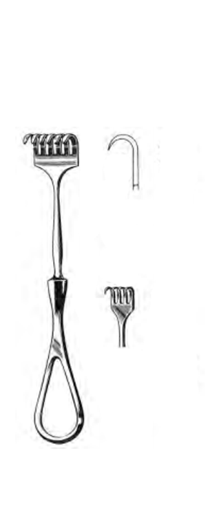 VOLKMAN Finger Retractor, 4 sharp prongs, (114cm)4-1/2"