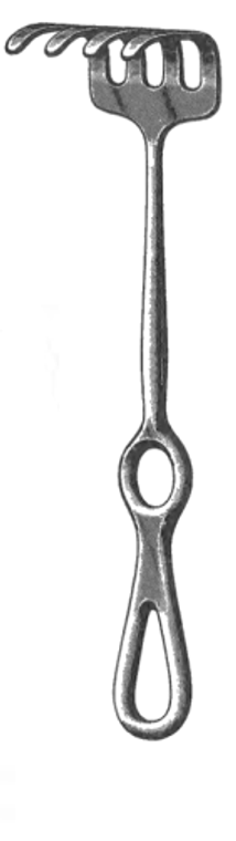 ISRAEL Retractor, blunt, 4 prongs, 1-1/2", (38cm) x 1-5/8", (41cm), (229cm)9"