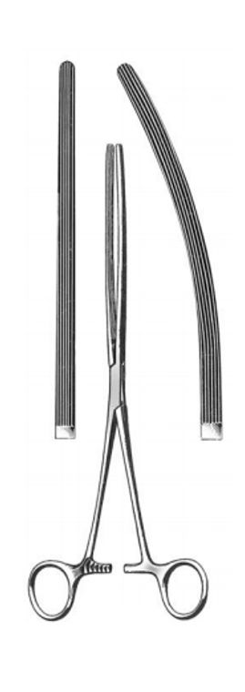 DOYEN Intestinal Forceps, Curved, Flexible blades With longitudinal serrations, (229cm)9"