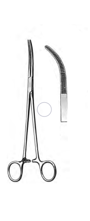 RUMEL Thoracic Forceps, Medium Curved, 2-3/8", (61cm) Long jaws, (229cm) 9"