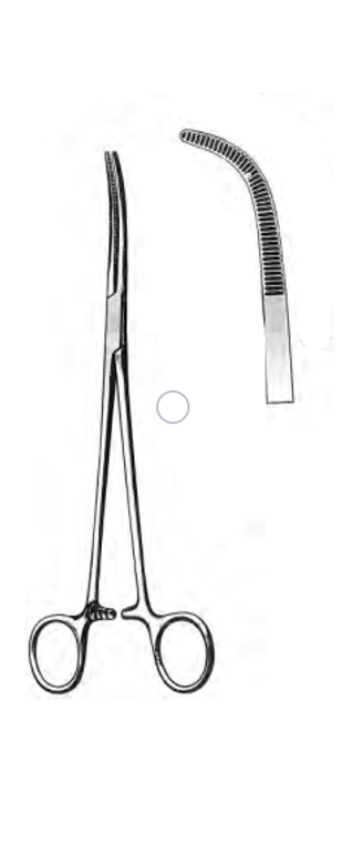 RUMEL Thoracic Forceps, Full Curved, 2-3/8", (61cm) Long jaws, (229cm) 9"