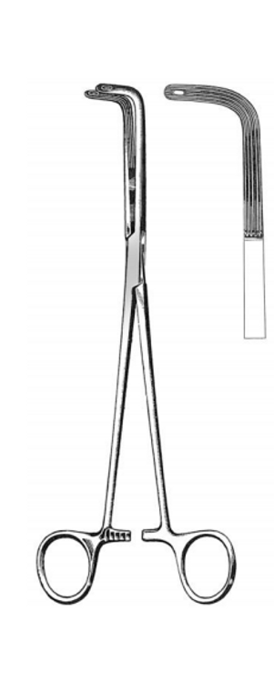 FINOCHIETTO Thoracic Forceps and Ligator Carrier (229cm), angular jaws, suture holes at tip9-1/2"