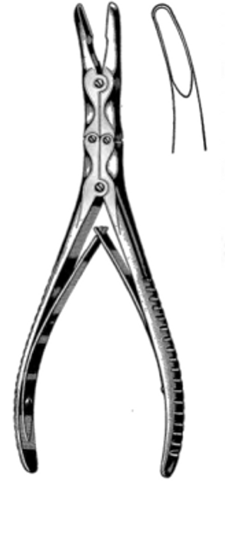 ZAUFEL-JANSEN Rongeur, Double Action, slightly Curved jaws 5mm wide, (178cm) 7"