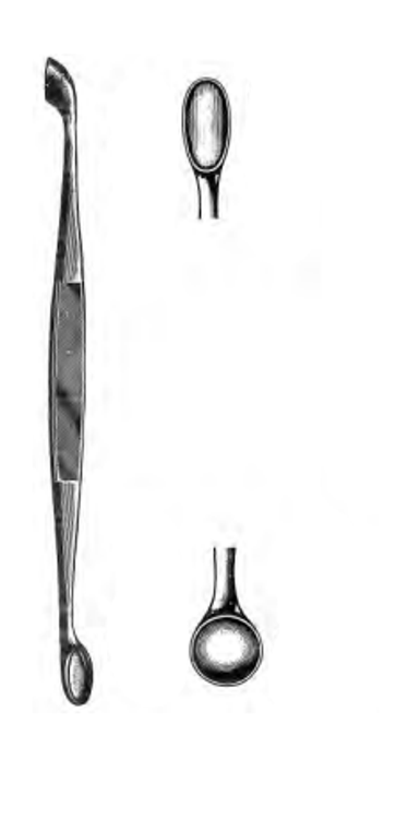 VOLKMAN Double End Curette, Oval Cups 8mmx14mm and Round 10mm, (165cm)6-1/2"