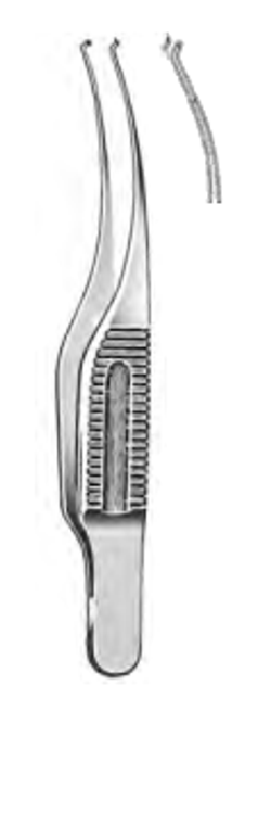 TROUTMAN-BARRAQUER Colibri Type Corneal Utility Forceps with 1 x 2Teeth, 04mm, 45¸angle, with trying platform (76cm) 3"