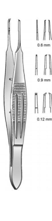 CASTROVIEJO Micro Suturing Forceps, 11mm wide handles 1x2 teeth, 06mm, with tying platform 4"