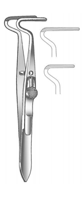 BERKE Ptosis Forceps, blades 20 mm long, with longitudinal serrations, side lock ( 102 cm) 4"