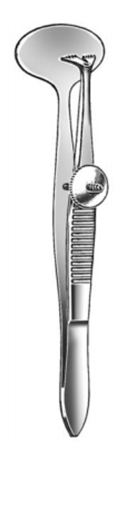 ERHARDT Lid Forceps, serrated jaw 95 mm wide (89 cm)3-1/2"