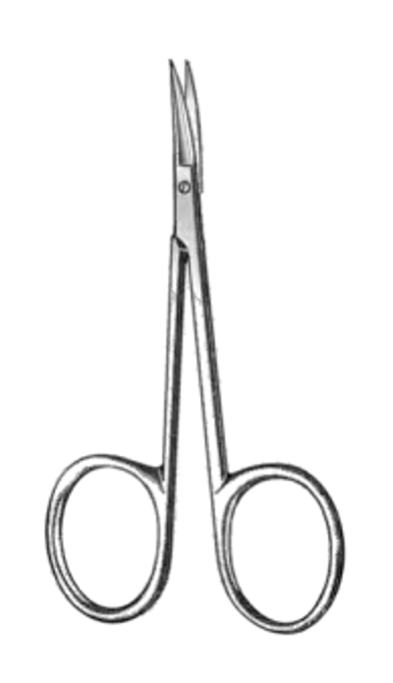 BONN Miniature IRIS Scissors, Curved, With 15mm blades, (9cm)3-1/2"