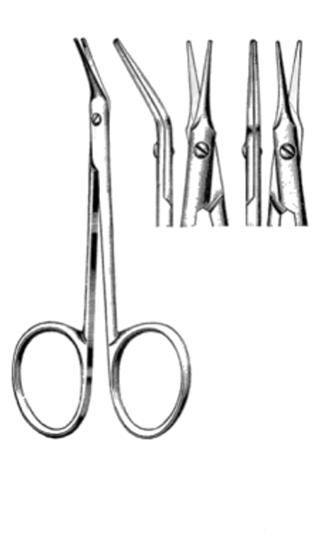 AEBLI Corneal Scissors, Angled on flat, right, (102cm) 4"