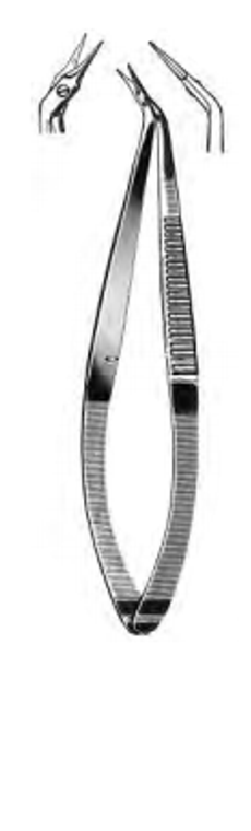McCLURE IRIS Scissors, Angled on flat, 4mm blades With sharp points, (95cm) 3-3/4"