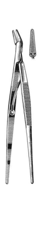 GREEN Needle Holder and Suture Forceps (108cm), angled jaws, double end 4-1/2"
