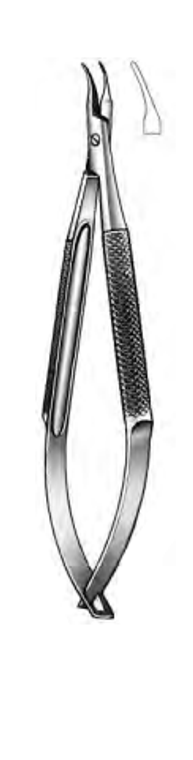 BARRAQUER Needle Holder, Curved, 8mm wide solid round handle, Without lock, (13cm) 5-1/8"