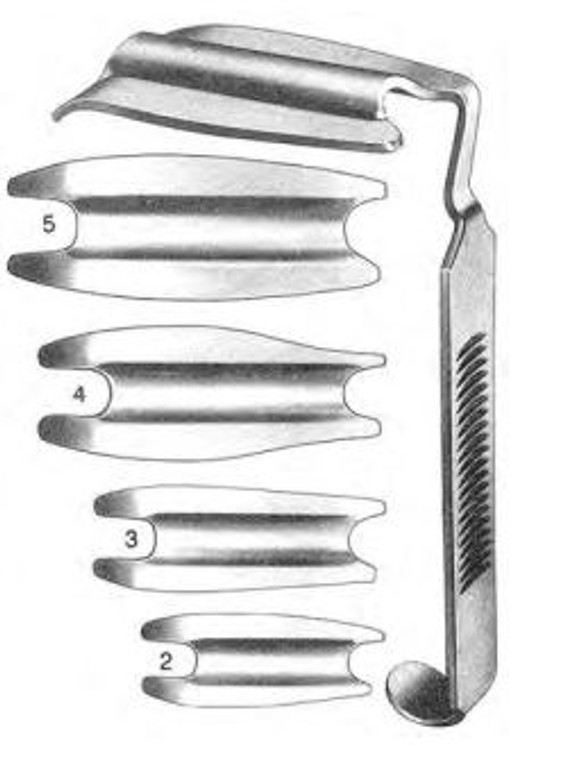 Ring Tongue Retractor Blades, size No 2, 7/8" x 2-1/4", (22 x 57cm), left