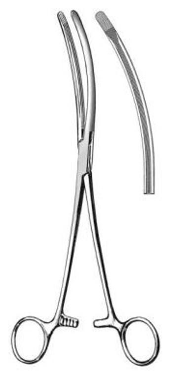 YOUNG Renal Pedicle Clamp (229cm), curved,longitudinal serrations with cross serrations at tip 9"