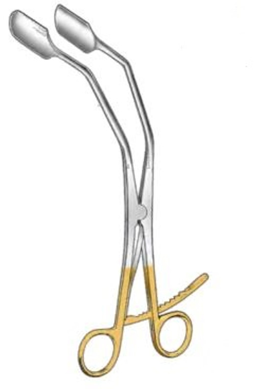 Lateral Vaginal Retractor, Working length 4-1/2", (114cm) Gold Plated handles, (27cm)10-1/2"