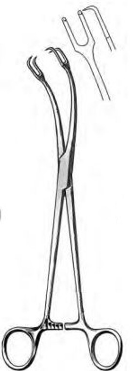 SCHROEDER Uterine Vulsellum Forceps, Curved on flat, (255cm)10"