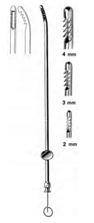 NOVAK Endocervical Suction Biopsy Curette, 3mm diameter, delicate, (25cm)9-3/4"