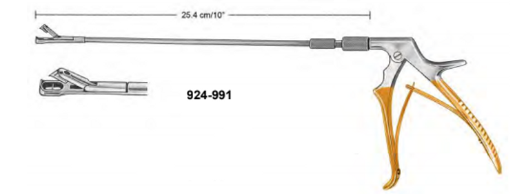 TISCHLER Biopsy Forceps, With Rotating Shaft, 3 x 7mm bite complete With gold plated pistol grip handle, (255cm)10"