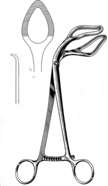 SOMER Uterine Elevating Forceps, Curved jaws, (229cm) 9"