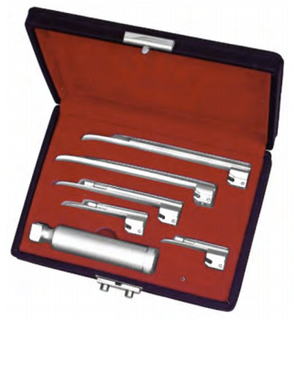 MILLER Laryngoscope Set, Includes - 4 Blades 1 each of MILLER No.1, 2, 3, and 4, and "C" Handle in Hard Case, with 1 extra lamp