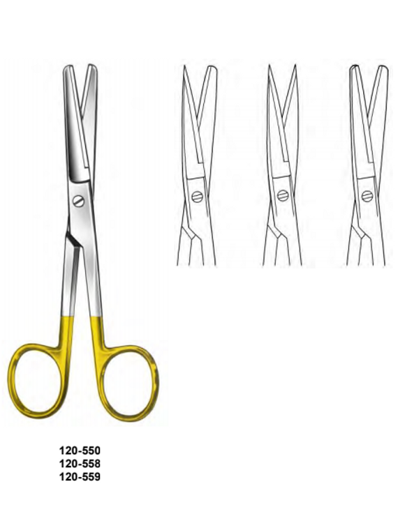 Operating Scissors, Straight, Sharp/Sharp Points, TC, (14cm) 5-1/2 Tungsten Carbide