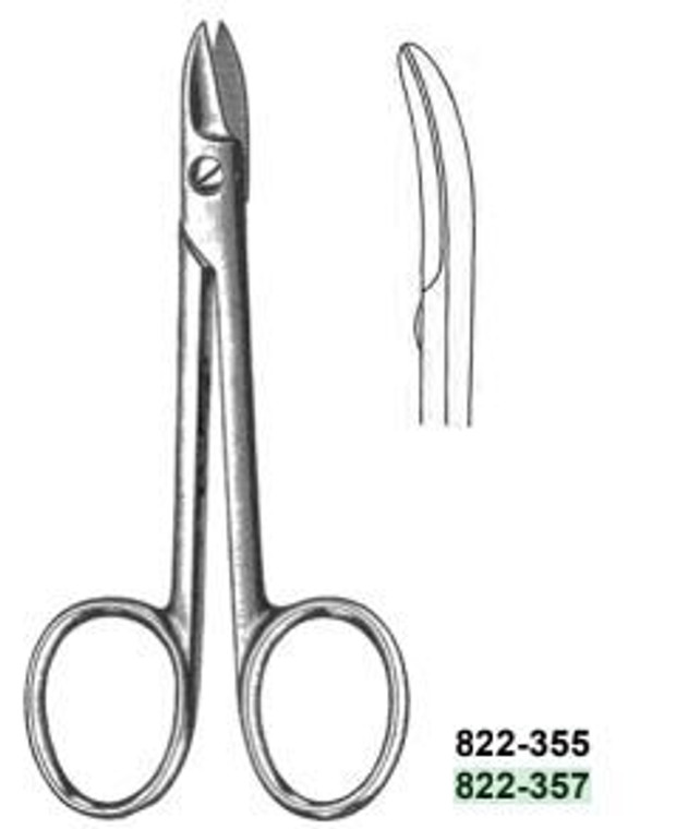 Wire Cutting Scissors, One Serrated Blade, Straight, (12.1cm)4-3/4