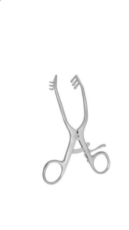 RETRACTOR BY SCHUHKNECHT, 13CM,3 X 3 PRONGS, CURVED