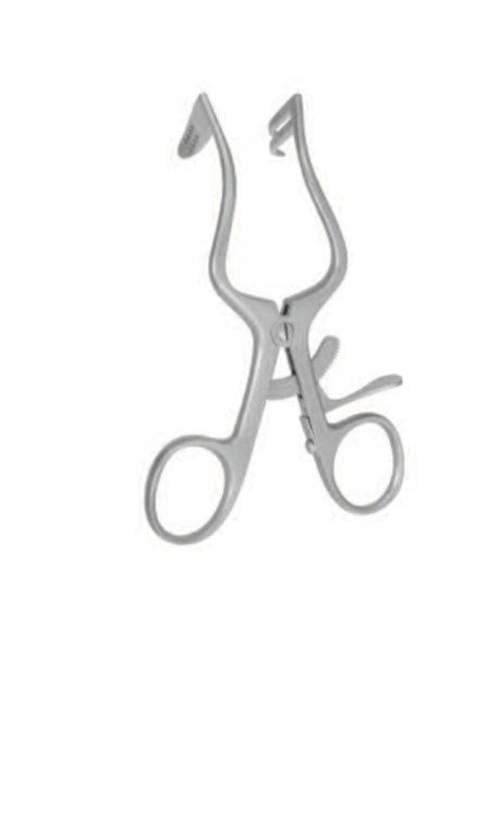 RETRACTOR BY HELMS, 11CM,2 PRONGS LEFT, SOLID ATRAUMATIC POINTEDBLADE RIGHT