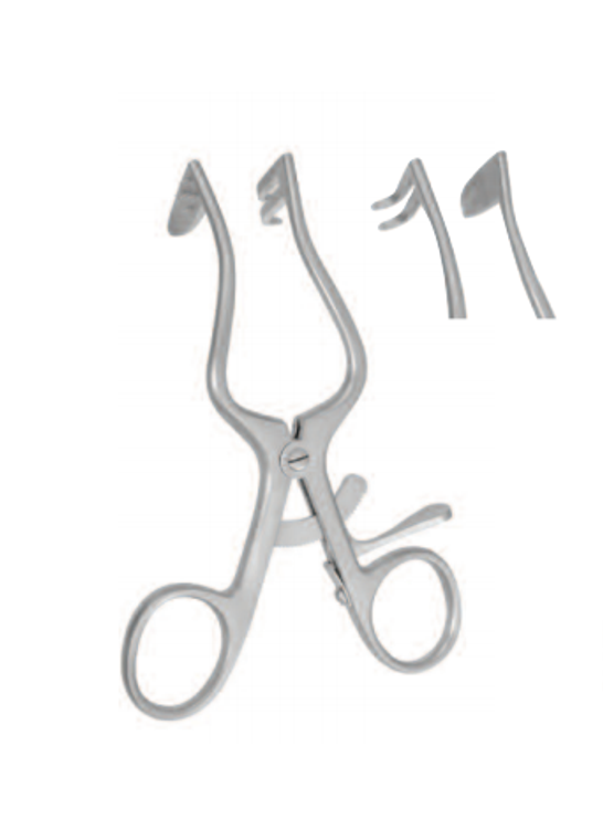 RETRACTOR BY PERKINS, 13CM,3 PRONGS RIGHT, POINTED BLADE LEFT