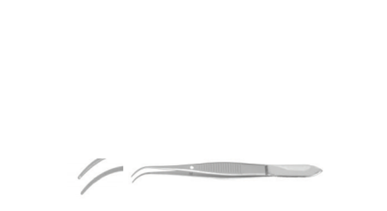 IRIS FORCEPS BY GRAEFE, 0.7MM, 10CM,CURVED, ANAT. SERRATED