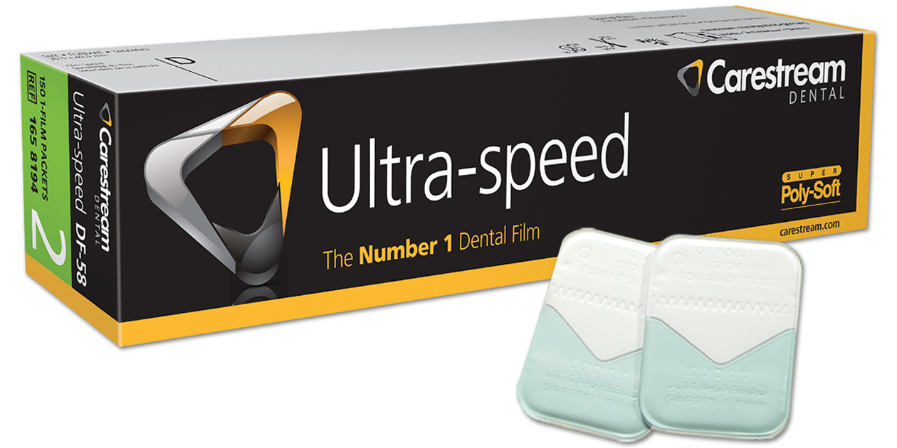 Kodak Carestream DF-58 Dental X-Ray Films – Intraoral D-Speed 100 – Adult Size 2