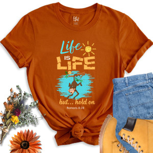 Hanging Monkey Women's (AUTUMN)T-shirt, Romans 8:28 Shirt, Bible Verse Tee, Monkey Lover Shirt, Inspirational Tshirt, Monkey Lover Gift, Monkey Shirt