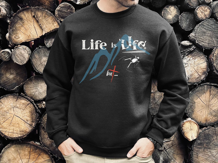 Life is Life Ski Wipeout Men's (BLACK) Sweatshirt, Ski Lover Gift, Skiing Birthday Shirt, Ski Sweatshirt, Skiing Gift Ideas, Skier Shirt